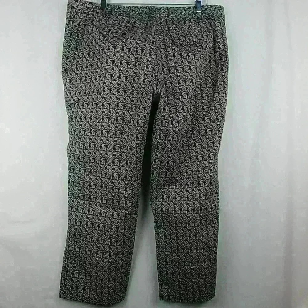 JACLYN SMITH CAPRI BLACK BROWN PANT SZ 16 - Picture 2 of 4